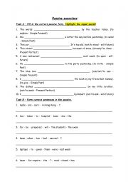 English Worksheet: Passive tasks