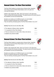English Worksheet: Reading-school-unusual