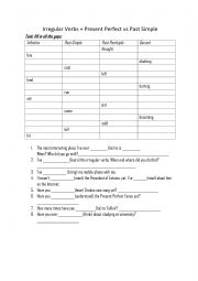 English Worksheet: Irregular verbs test
