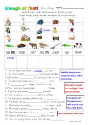 Enough Of That! a three part worksheet with answer keys