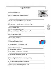 English Worksheet: Superstitions
