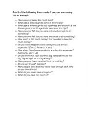 English Worksheet: Too and enough