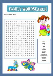 English Worksheet: family