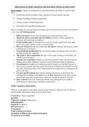 Principles of Sports Training and Categorization of Sports Branches