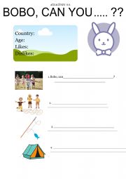 English Worksheet: BOBO, CAN YOU?