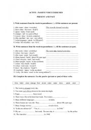 English Worksheet: Active - Passive voice Present and Past