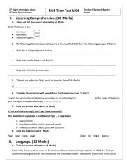 English Worksheet: mid term test 3 Sports(A)