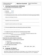 English Worksheet: mid term test 3 Sports(B)