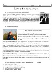 English Worksheet: TEST ABOUT LIFE AND HAPPINESS