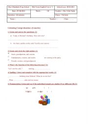 English Worksheet: Mid Term English Test n 3 7th form 