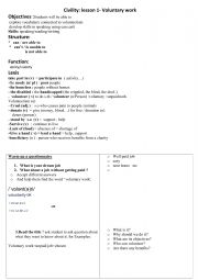 English Worksheet: voluntary work lesson plan 9th form