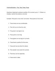 Error Correction - Demonstrative Pronouns and Singular vs Plural - This, That, These, Those