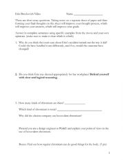 Erin Brockovich Movie Worksheet