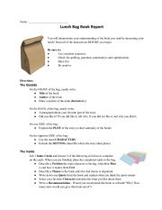English Worksheet: Lunch Bag Book Report - Modified for ELLs