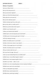 English Worksheet: revision questions for 5th grade unıt 8
