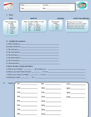 English Worksheet: Days, months, ordinal numbers