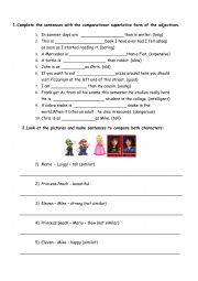 English Worksheet: comparatives and superlatives