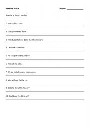 English Worksheet: Passive Voice