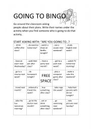 English Worksheet: going to BINGO