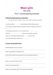 English Worksheet: Film study- Mean Girls