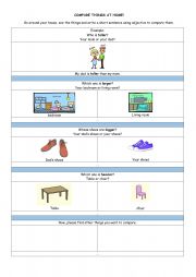 English Worksheet: Compare Things at Home