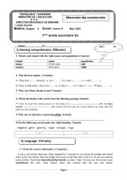 English Worksheet: 1st form mid term test 3 -b-  pioneer school 