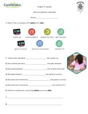English Worksheet: After and Before