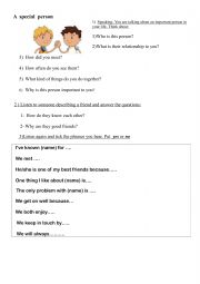English Worksheet: A special person
