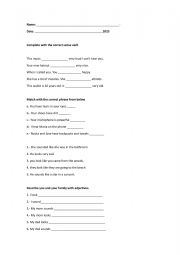 English Worksheet: VERB OF SENSES 