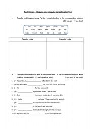 Past Simple - Regular and Irregular Verbs