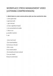 English Worksheet: workplace stress