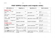 past simple regular and irregular verbs