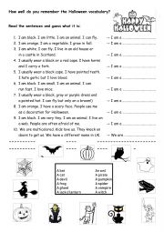 English Worksheet: Halloween vocabulary guessing game