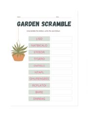 English Worksheet: garden unscramble