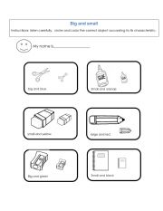 English Worksheet: big and small worksheet