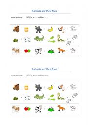 English Worksheet: Animals and their food