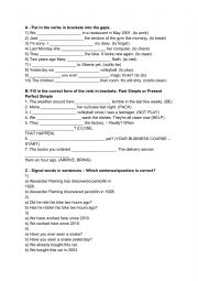 English Worksheet: Prsent perfect vs. Simple past