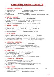 English Worksheet: Confusing words - part 10