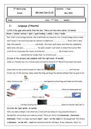English Worksheet: 7th form mid test 3 (A)