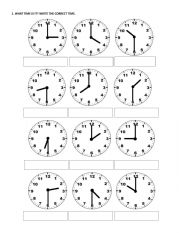English Worksheet: Telling the time