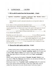 English Worksheet: end of term test 3 7TH FORM