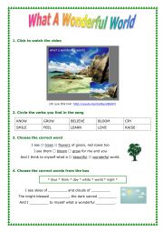 English Worksheet: What a Wonderful World