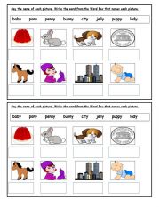 English Worksheet: y as a long vowel 