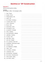 English Worksheet: Genitive or OF-construction