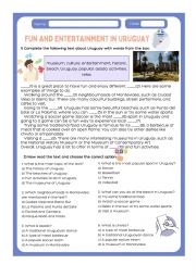 English Worksheet: Fun and entertainment in Uruguay