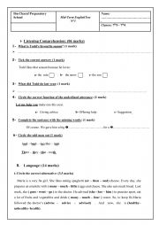 English Worksheet: mid term test 3 7th form