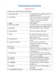 English Worksheet: The Shoemaker and the Elves