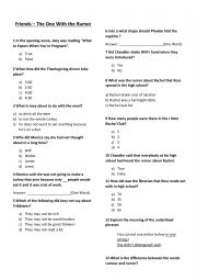 English Worksheet: Friends Quiz B1