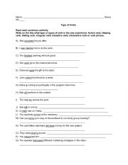 English Worksheet: Types of Verbs