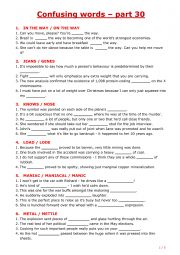English Worksheet: Confusing words - part 30